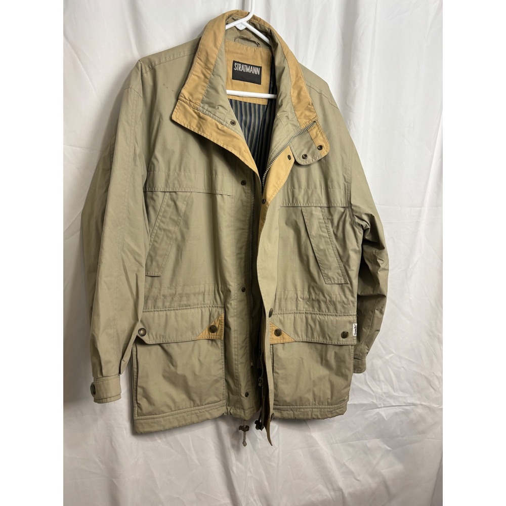 Stratmann Mens Khaki Tan Utility Field Jacket Sympatex Lined Multi-Pocket Coat